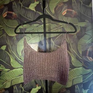 metallic knitted crop top